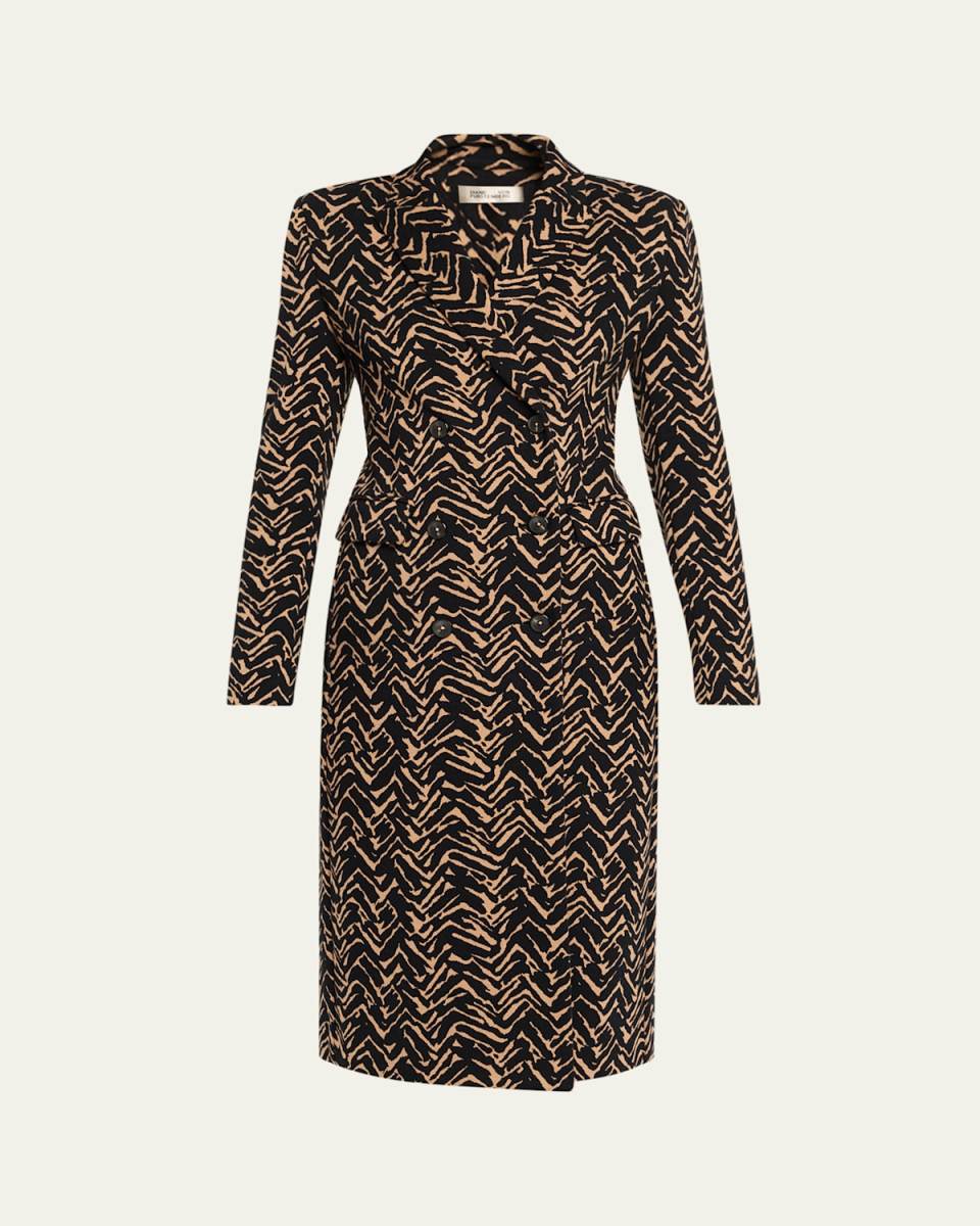 Ilana Double-Breasted Jacquard Knit Coat